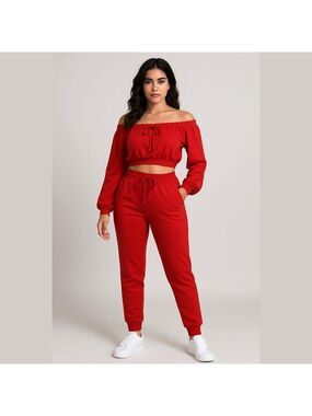Better Be Off Shoulder Crop Loungewear Set (Lg)